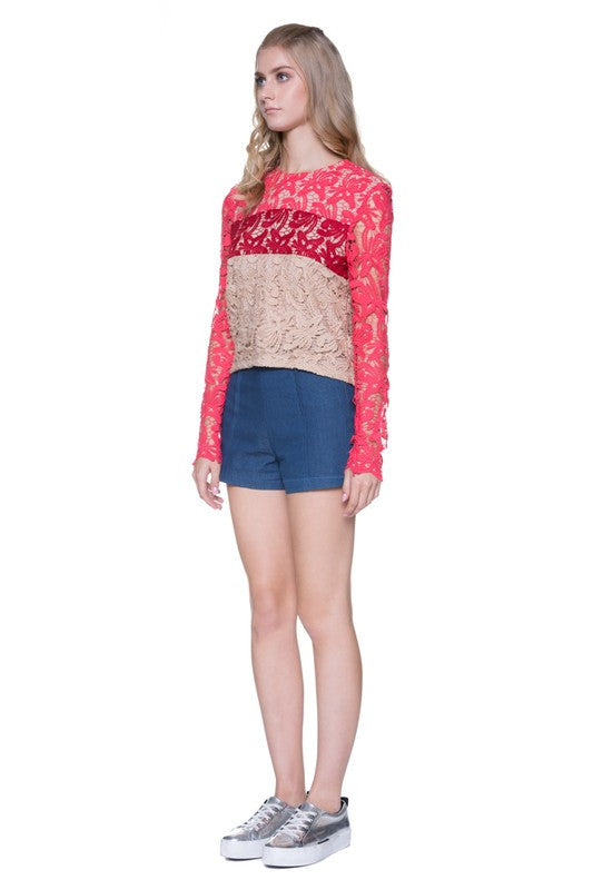Tricolor Kerian Lace Top