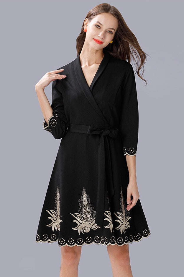 Floral Embroidered Midi Dress