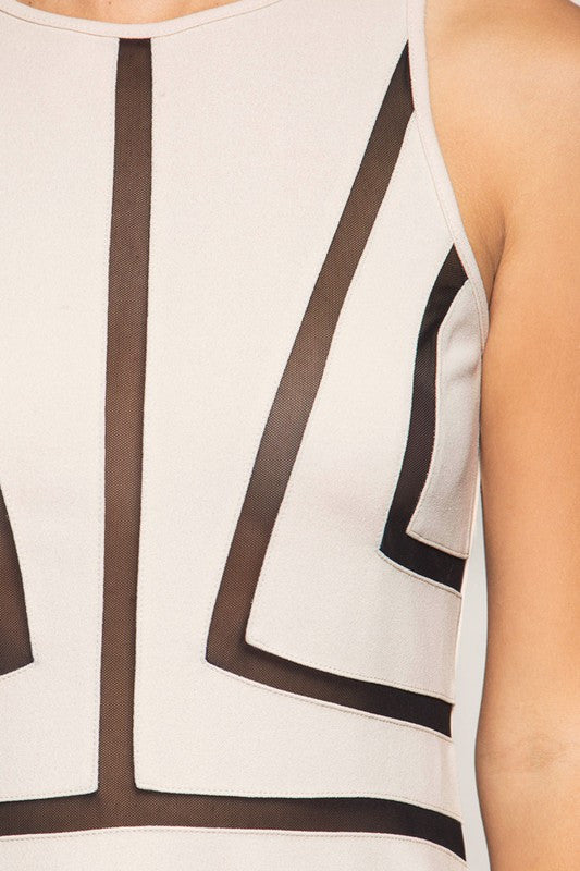 Skater Dress W/ Mesh Contrast