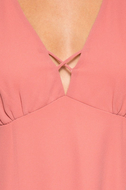 Ruffled Hem Dress W/ Tassel Ties