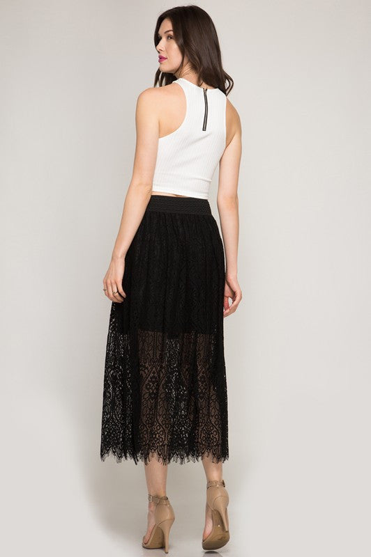 Lace Skirt W/ Elastic Waist
