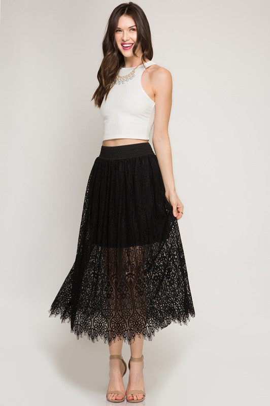 Lace Skirt W/ Elastic Waist
