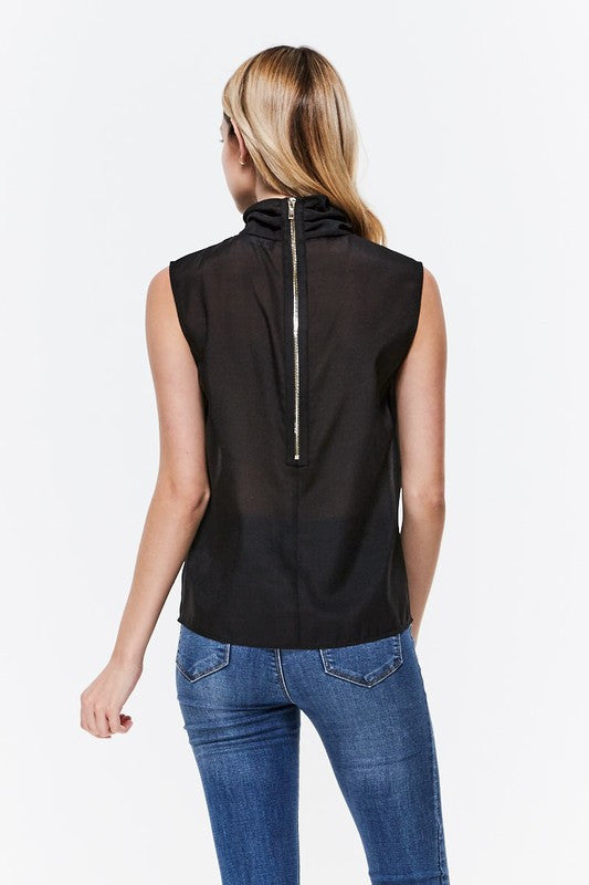 Turtle Neck Top W/ Bow Detail