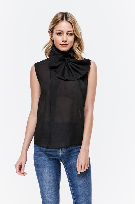 Turtle Neck Top W/ Bow Detail