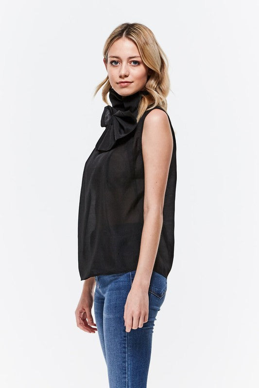 Turtle Neck Top W/ Bow Detail