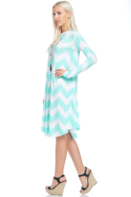 Zig-Zag Print Swing Dress