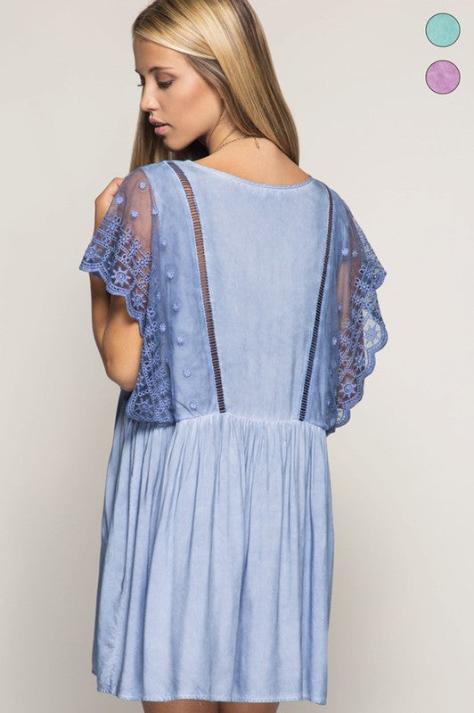 Swing Dress W/ Lace Sleeves