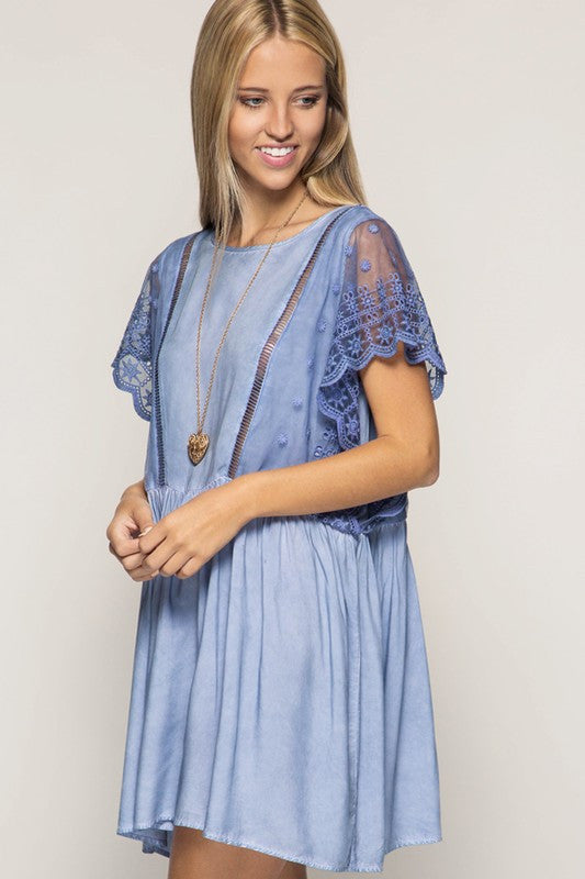 Swing Dress W/ Lace Sleeves