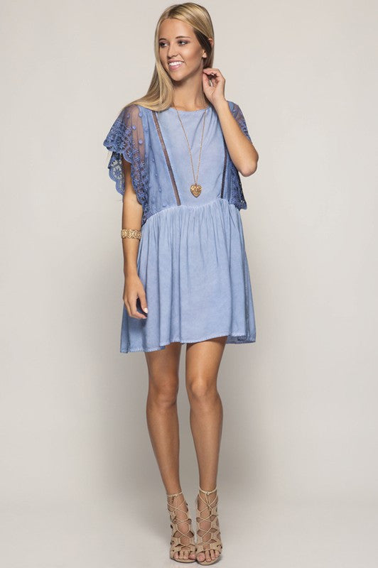 Swing Dress W/ Lace Sleeves