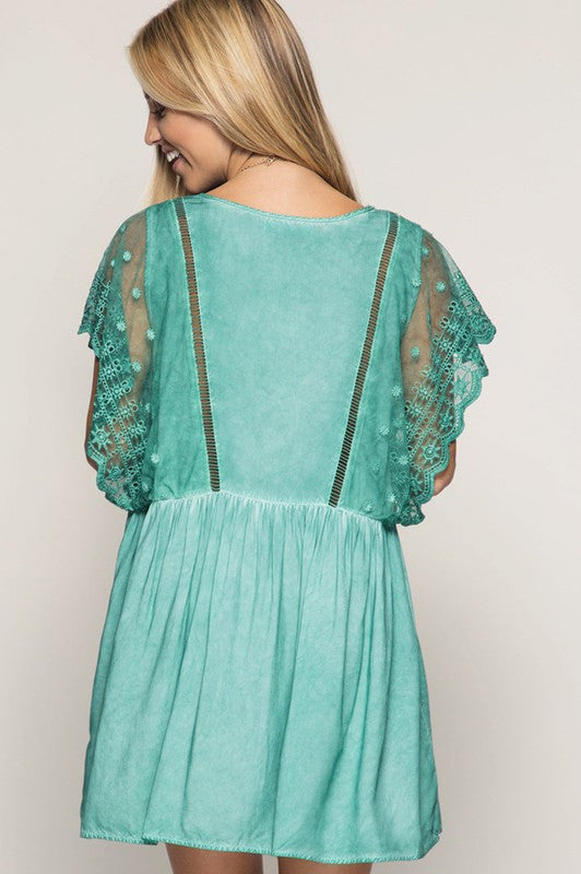 Swing Dress W/ Lace Sleeves