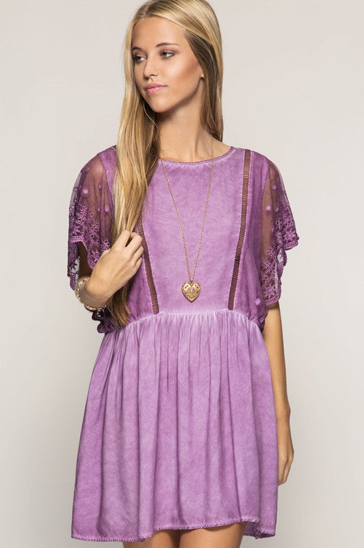 light purple swing dress Women's Summer A Line Deep V Neck Dress Short Lantern Sleeve Ruffles Swing Midi Dress with Belt Light Purple Large