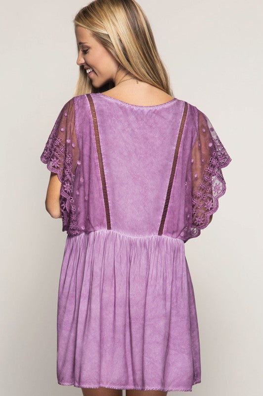 Swing Dress W/ Lace Sleeves