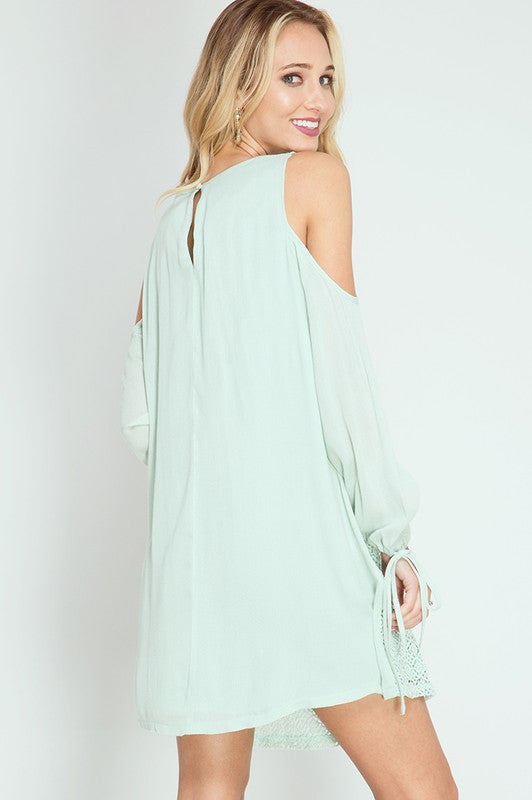 Long Sleeve Cold Shoulder Lace Dress