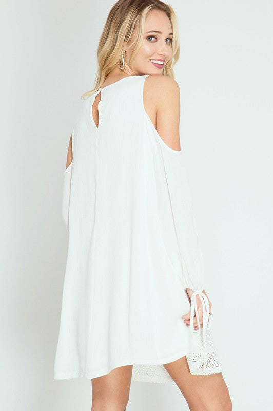 Long Sleeve Cold Shoulder Lace Dress