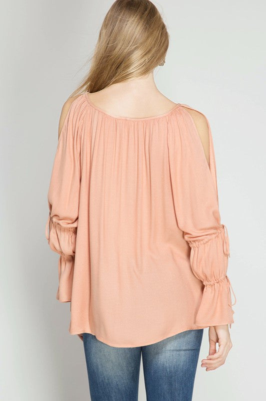 Blouse W/ Open Tie Sleeves