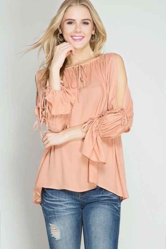 Blouse W/ Open Tie Sleeves