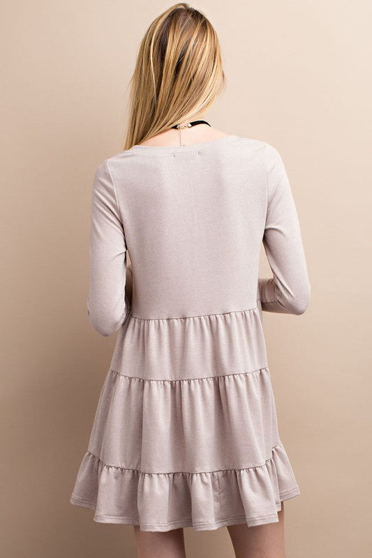 Comfy Long Sleeve Ruffle Dress