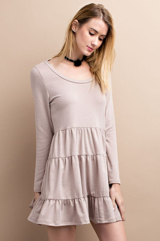 Comfy Long Sleeve Ruffle Dress