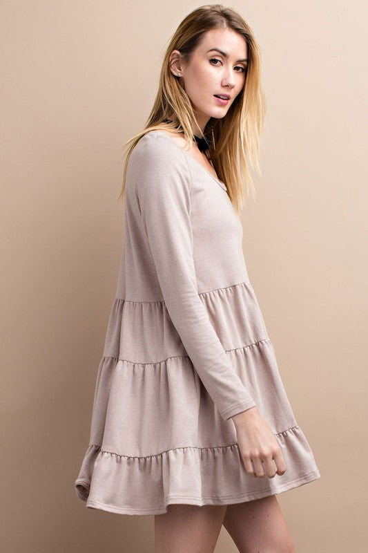 Comfy Long Sleeve Ruffle Dress