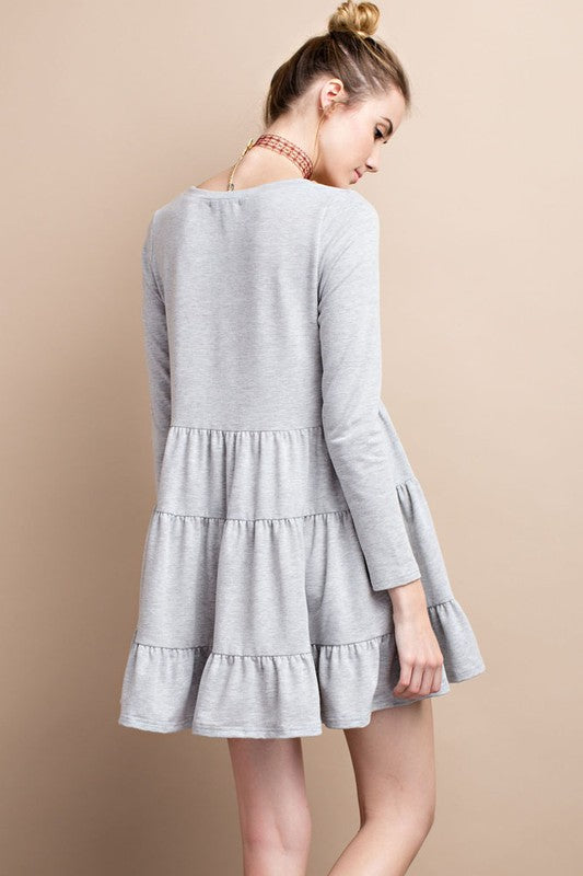 Comfy Long Sleeve Ruffle Dress