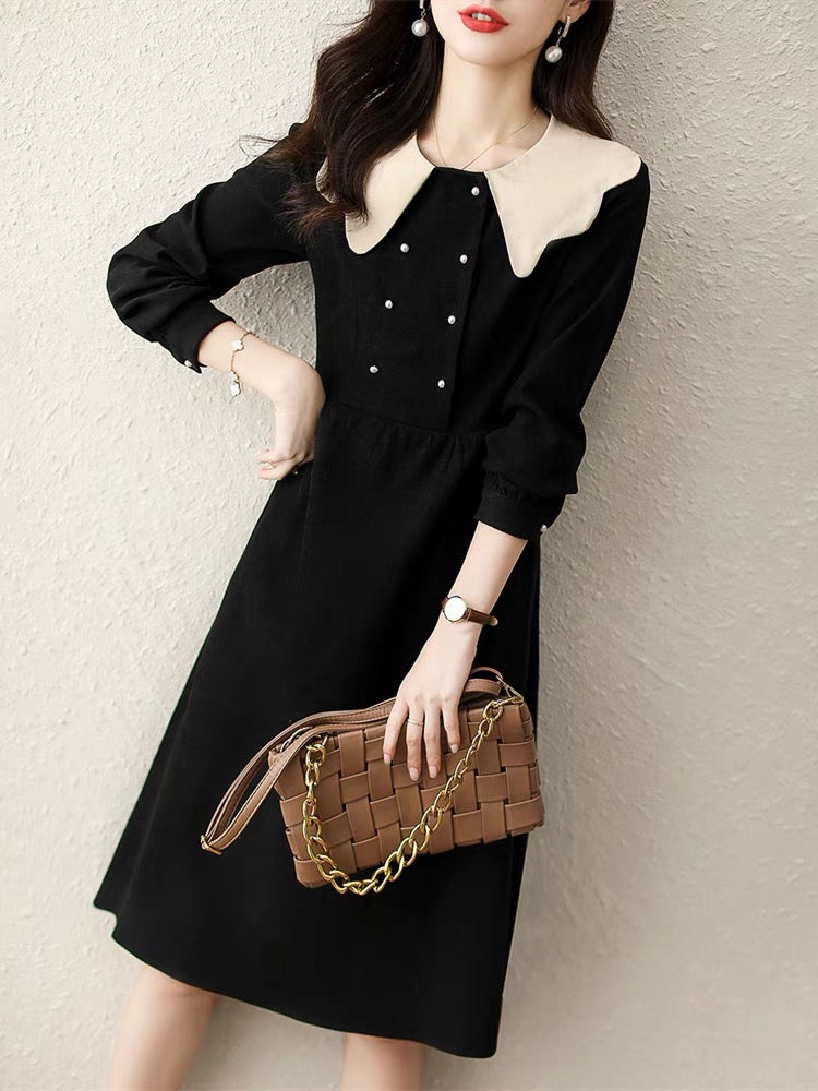 Black Dress W/ Contrast Collar