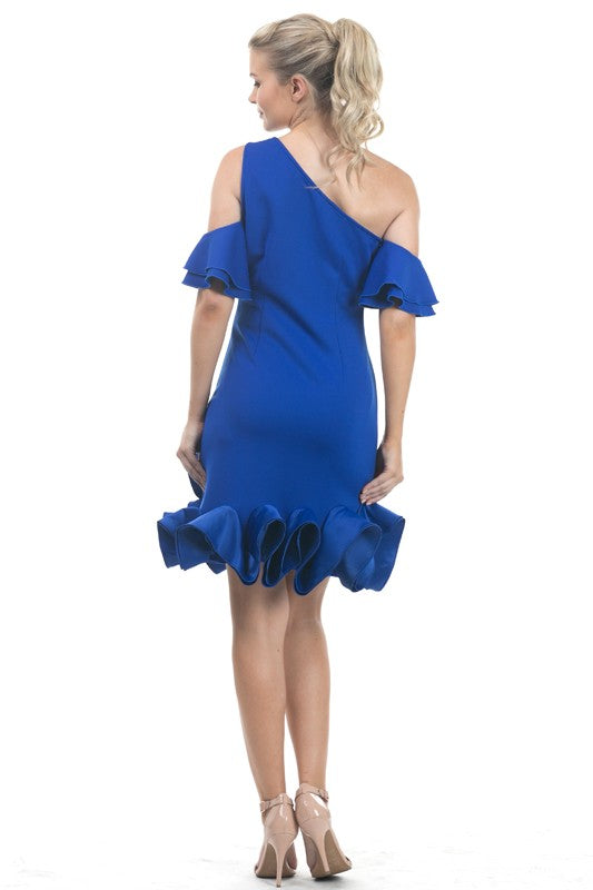 One Shoulder Ruffle Detail Dress