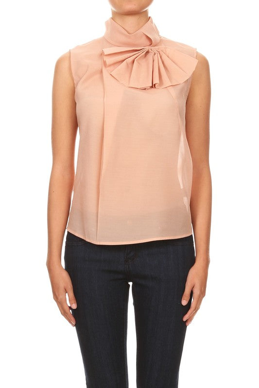 Turtle Neck Top W/ Bow Detail