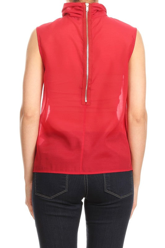 Turtle Neck Top W/ Bow Detail