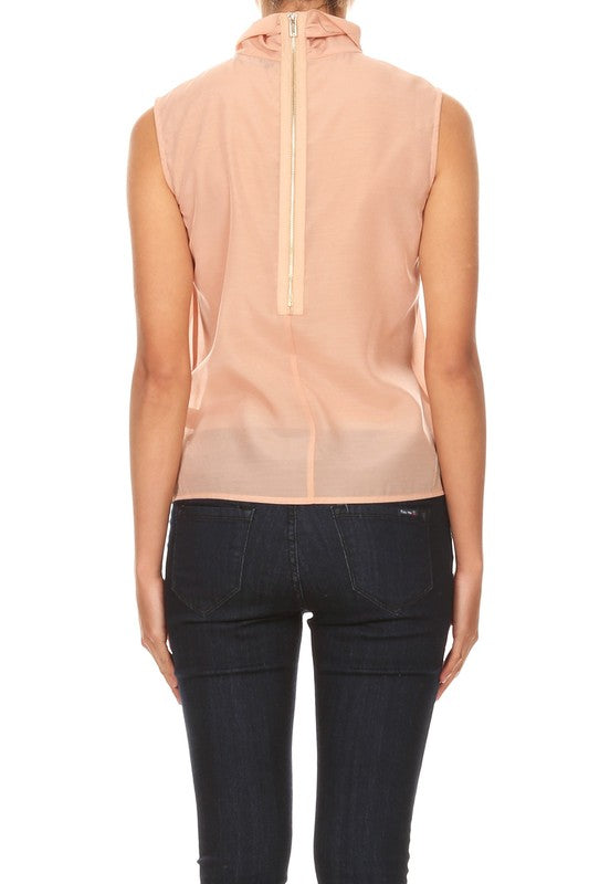 Turtle Neck Top W/ Bow Detail