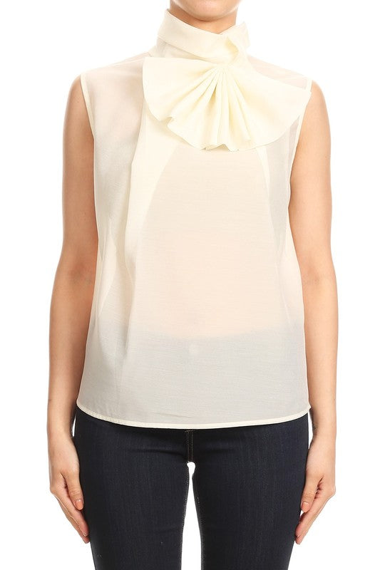 Turtle Neck Top W/ Bow Detail