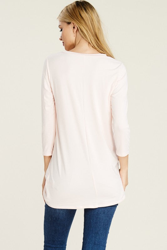 Blush Basic Tunic w/ Knot Detail