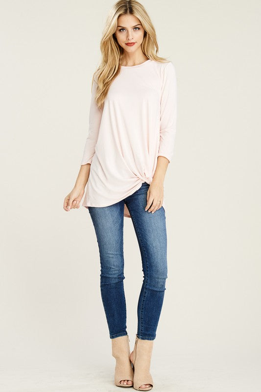 Blush Basic Tunic w/ Knot Detail