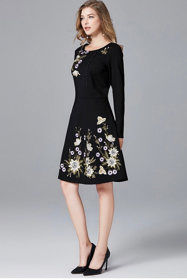 Floral Embroidered Midi Dress