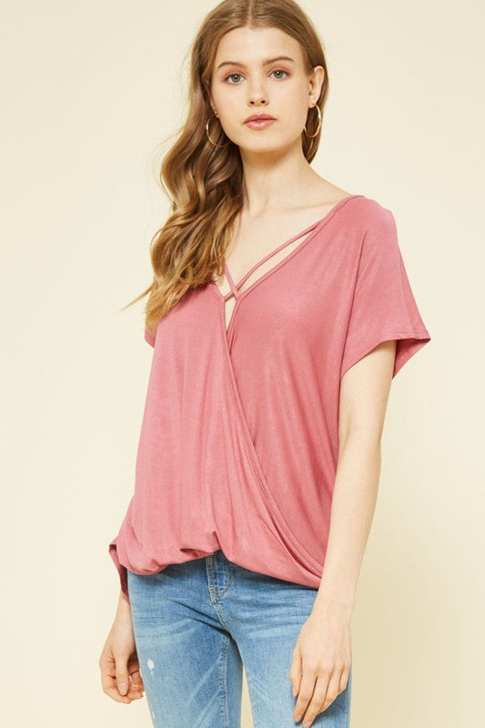 Surplice Front Knit Top