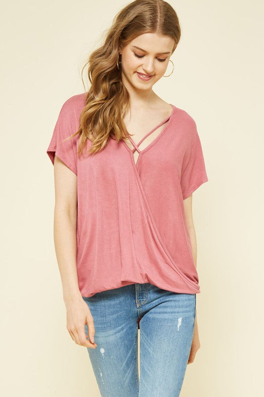 Surplice Front Knit Top