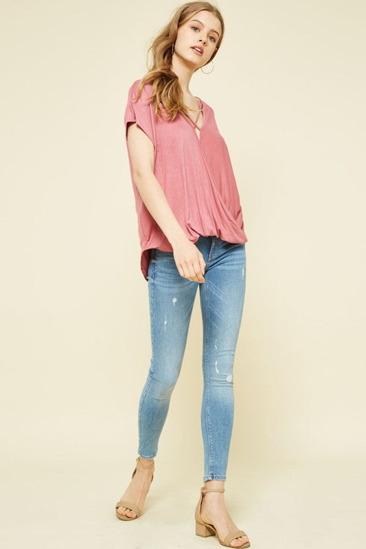 Surplice Front Knit Top