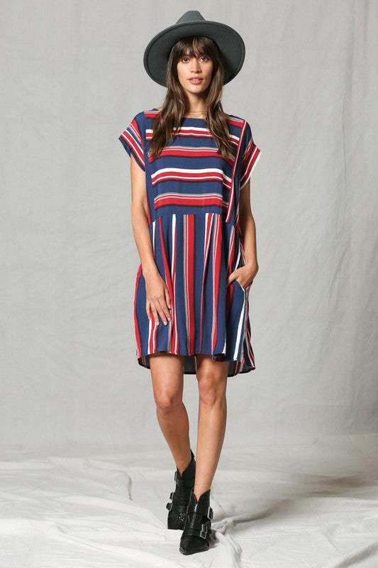 Vertical and Horizontal Stripe Dress