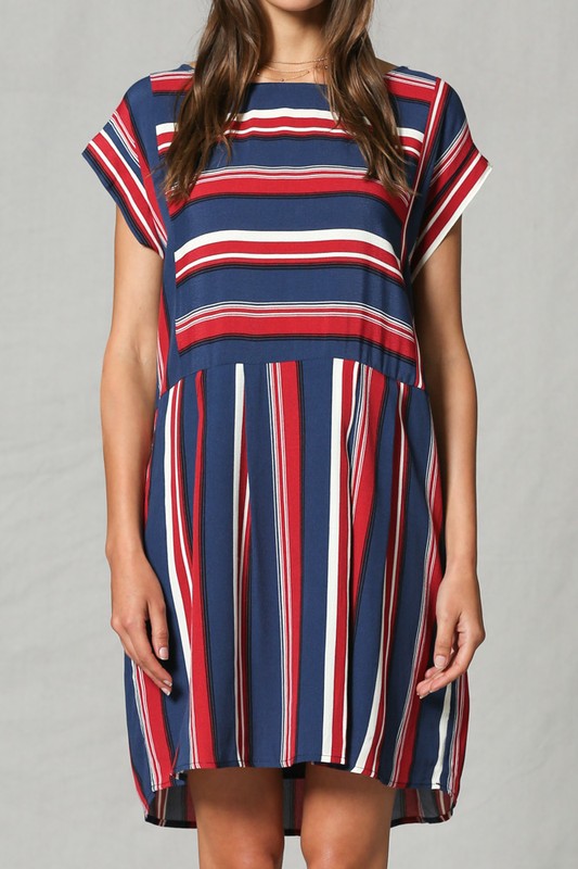 Vertical and Horizontal Stripe Dress