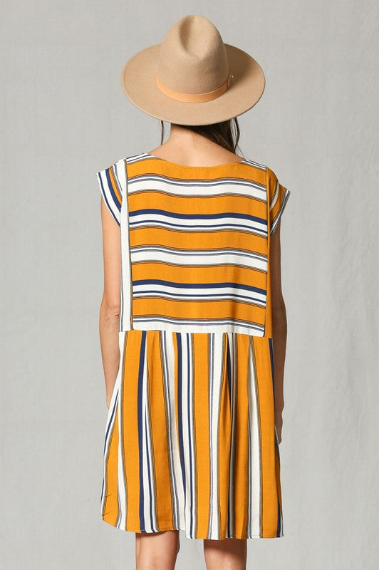 Vertical and Horizontal Stripe Dress