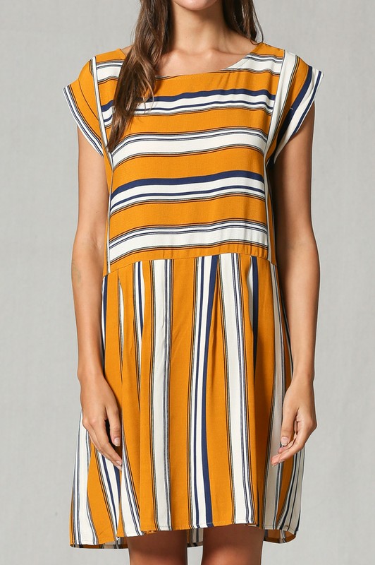 Vertical and Horizontal Stripe Dress