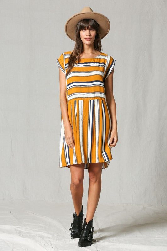 Vertical and Horizontal Stripe Dress