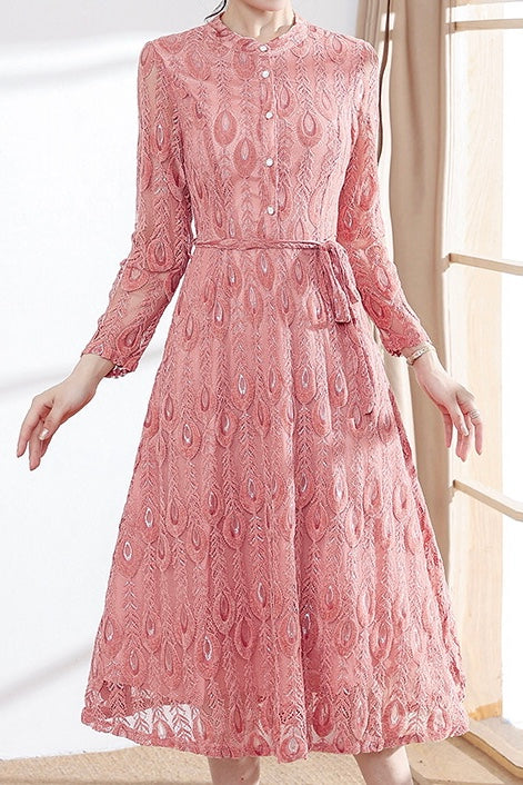 Peacock Feather Lace Dress