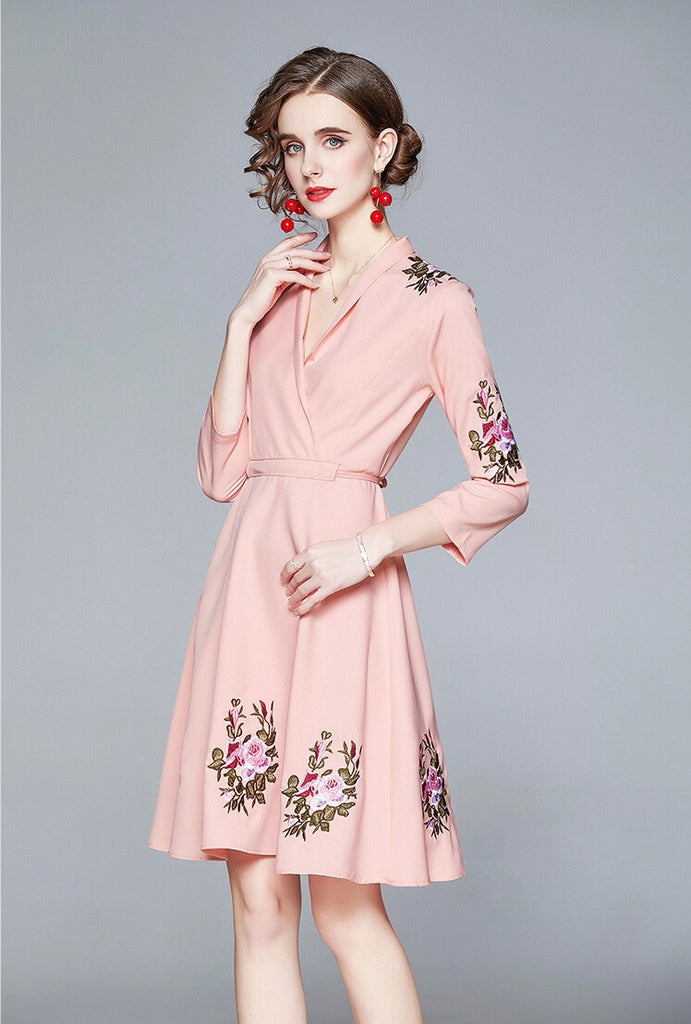 Floral Embroidered Midi Dress