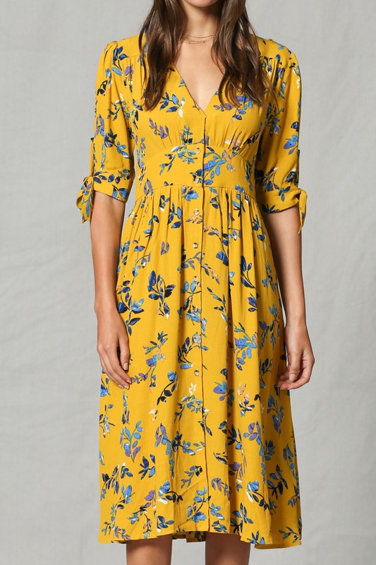 Floral Print Button Down Dress