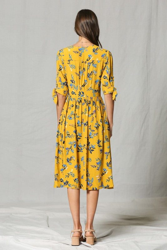 Floral Print Button Down Dress