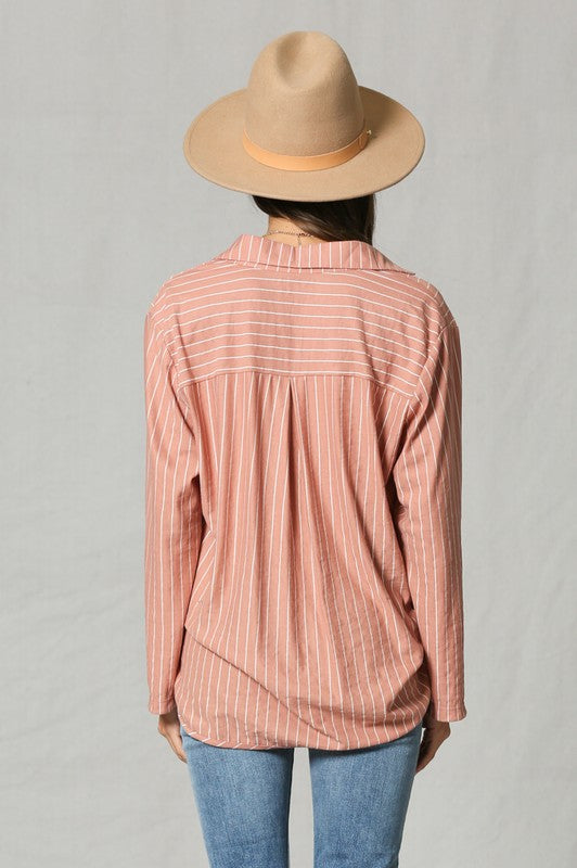 Striped V Neck Blouse