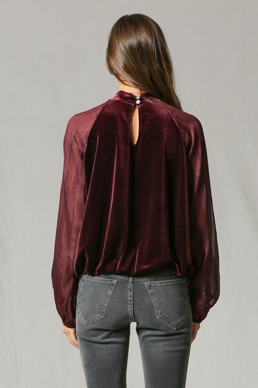 Velvet Crew Neck Blouse