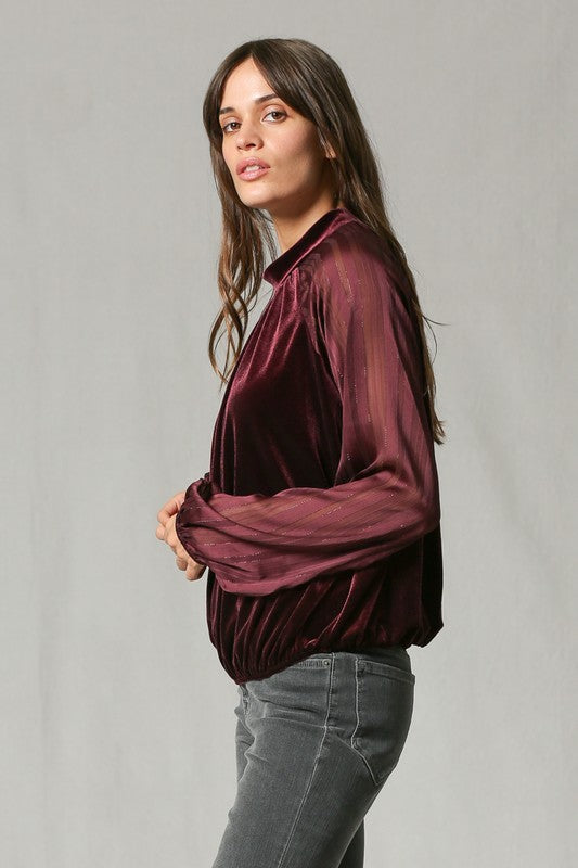 Velvet Crew Neck Blouse