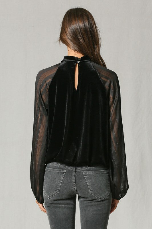 Velvet Crew Neck Blouse