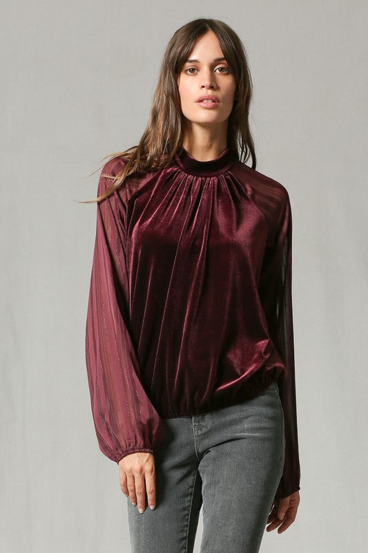 Velvet Crew Neck Blouse